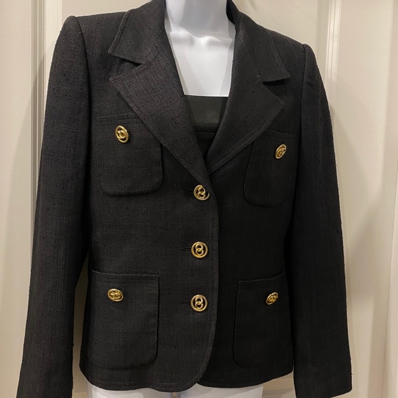 Herbert Grossman Vintage Black Linen Blazer - Picture 9 of 11